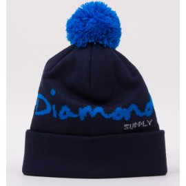 Bonnet DIAMOND BEANIE OG SCRIPT POM BEANIE NAVY